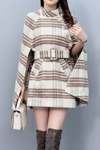 Load image into Gallery viewer, Plaid winter wool cape women C3663
