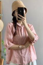 Load image into Gallery viewer, short sleeves summer linen shirt top C3845
