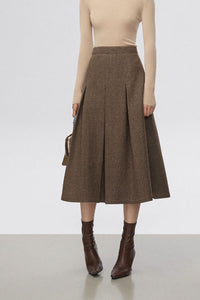 Pleated winter wool skirt for women C3521