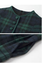 Load image into Gallery viewer, Green plaid winter wool dress women C3416
