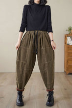 Load image into Gallery viewer, long corduroy pants with drawstring waist C3812
