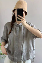 Load image into Gallery viewer, short sleeves summer linen shirt top C3845
