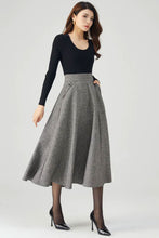 Load image into Gallery viewer, Wool Skirt, Midi Skirt Women C3551
