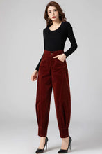 Load image into Gallery viewer, Corduroy Pants Women, Casual Harem Pants C3586
