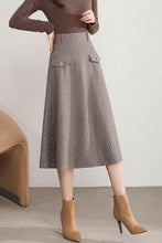 Load image into Gallery viewer, a line midi plaid skirt women C3751
