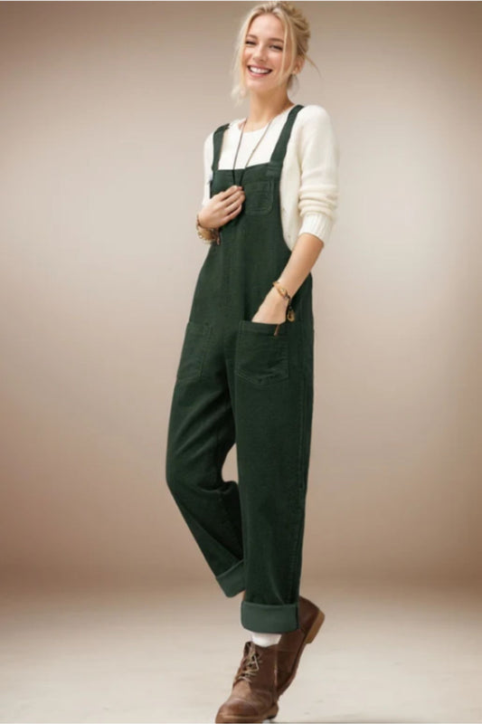 Women's Green corduroy overalls C4510