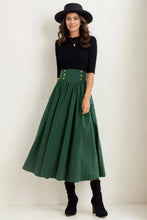 Load image into Gallery viewer, Green Wool Skirt, Wool Skirt Women C3600
