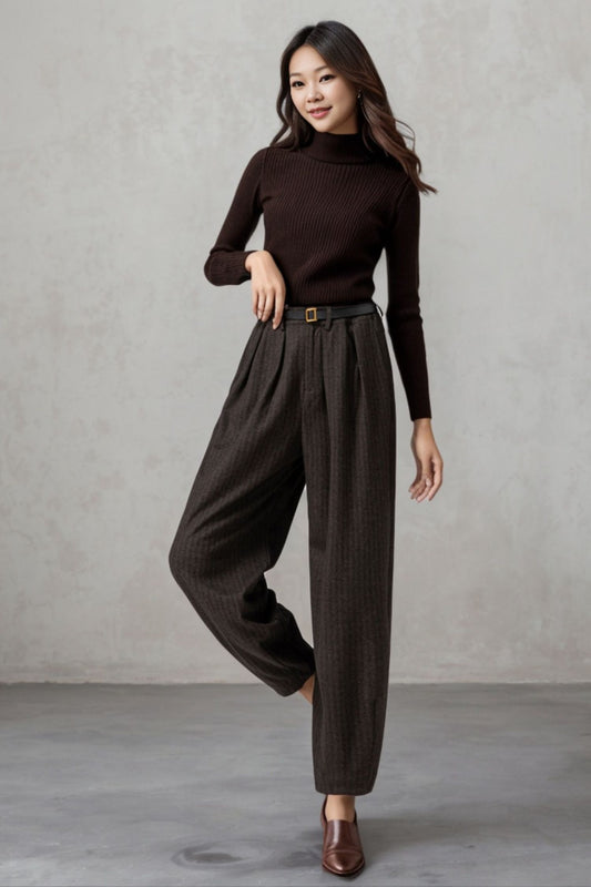 Wool Harem Long Wool Pants Women C4458