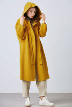 Load image into Gallery viewer, Mustard yellow cape coat, hooded coat C1713
