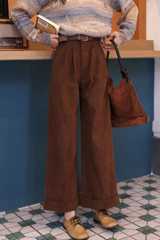 Wide leg brown corduroy pants C4542