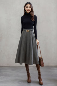 Autumn Winter A line Wool  Skirt C4453