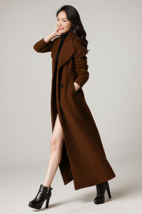 Double-breasted wool maxi coat Women C1766