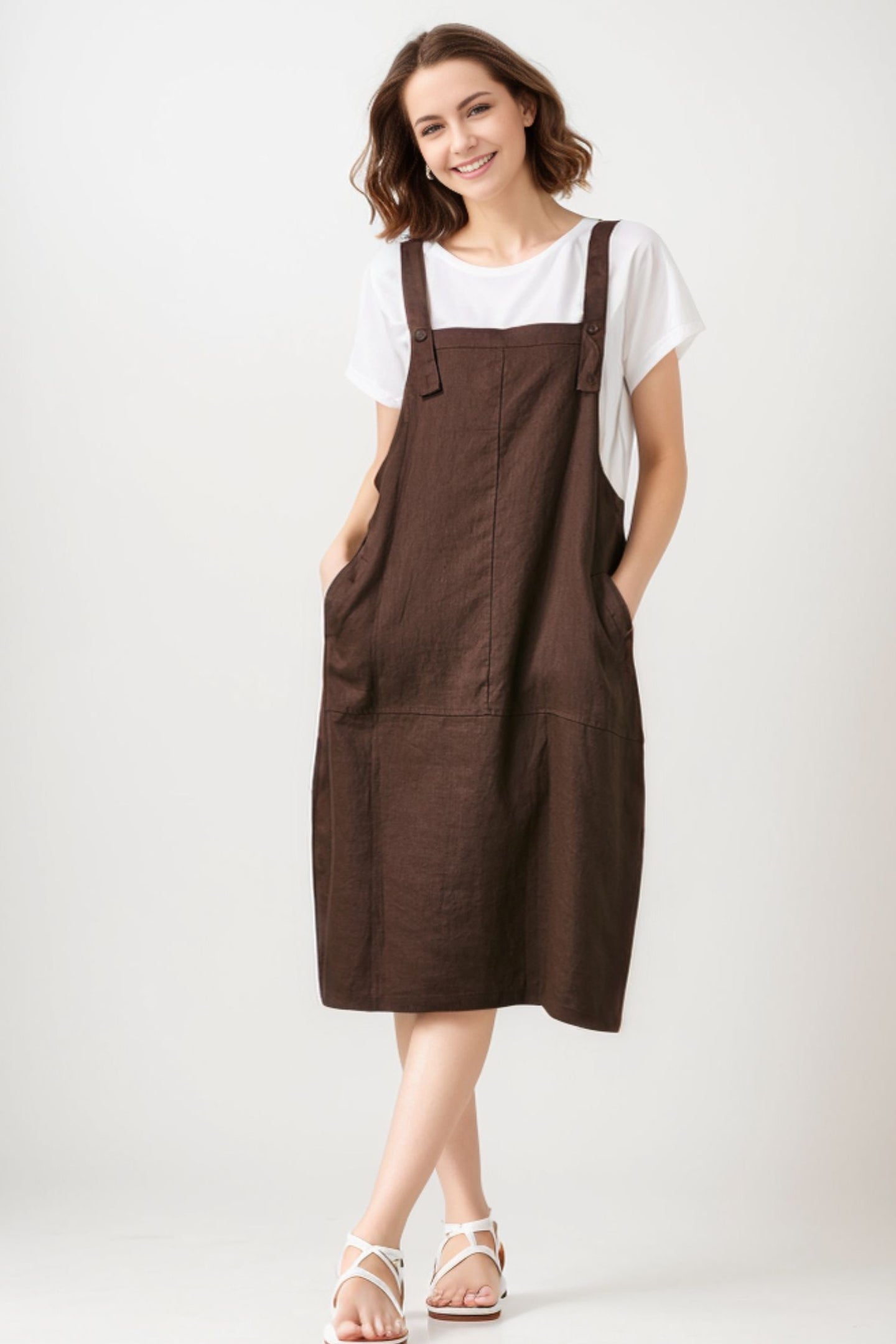 Women Casual Linen Vest Dress Strap Dress  C1700