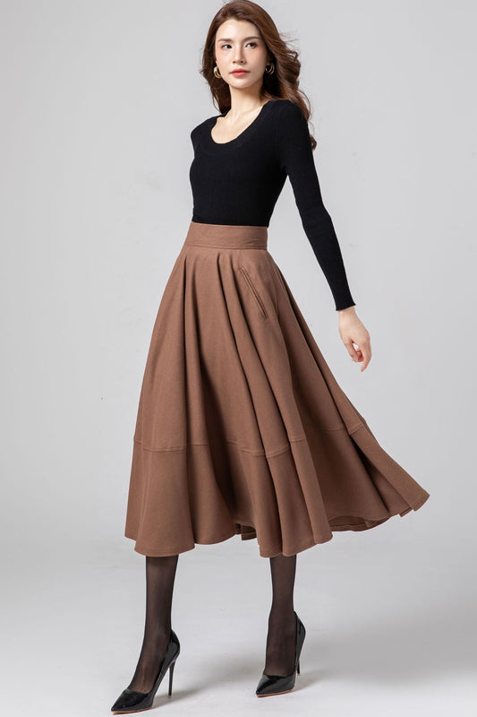 Midi Wool Skirt, Swing Skirt, Wool Skirt Women C3581