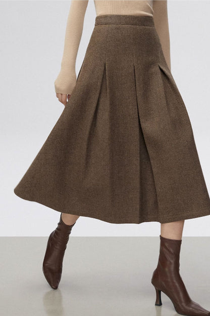 Pleated winter wool skirt for women C3521