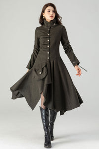 Asymmetrical Winter Wool Coat for Women C3621