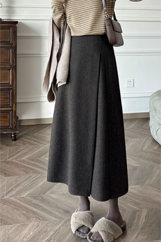 Long winter wool skirt women C3526