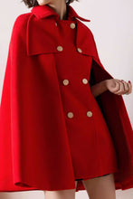 Load image into Gallery viewer, Double breasted winter wool cape coat C3668
