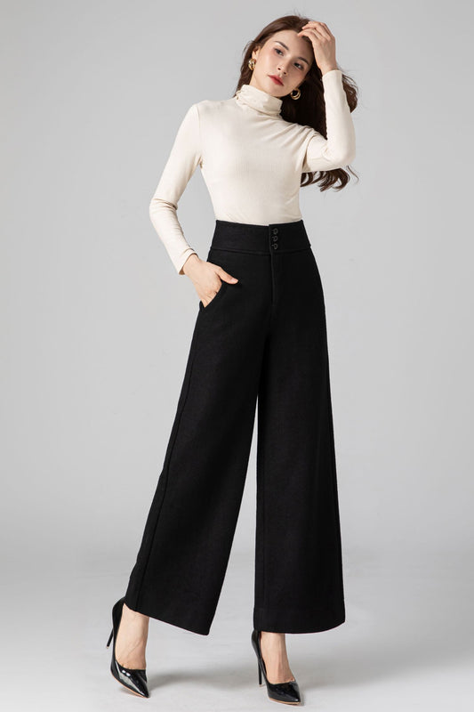 Palazzo Pants Women, Womens Pants, Wide Leg Wool Pants C3591