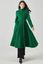 Load image into Gallery viewer, Green Wool Coat, Fit and Flare Coat, Long Wool Coat C3563
