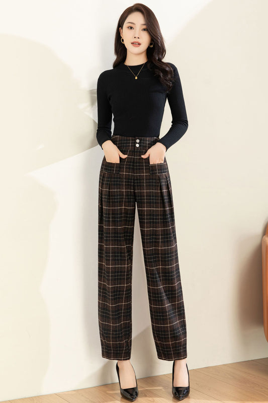 Harem Wool Pants, Wool Tapered Pants C3598