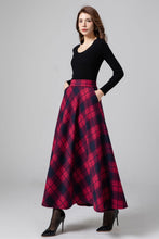 Load image into Gallery viewer, Plaid Wool Skirt, Maxi Skirt Women, High Waisted Skirt C3582
