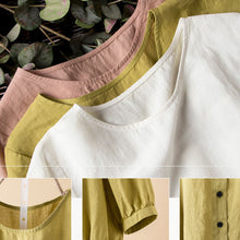 Load image into Gallery viewer, loose round neck cotton linen shirt L0620
