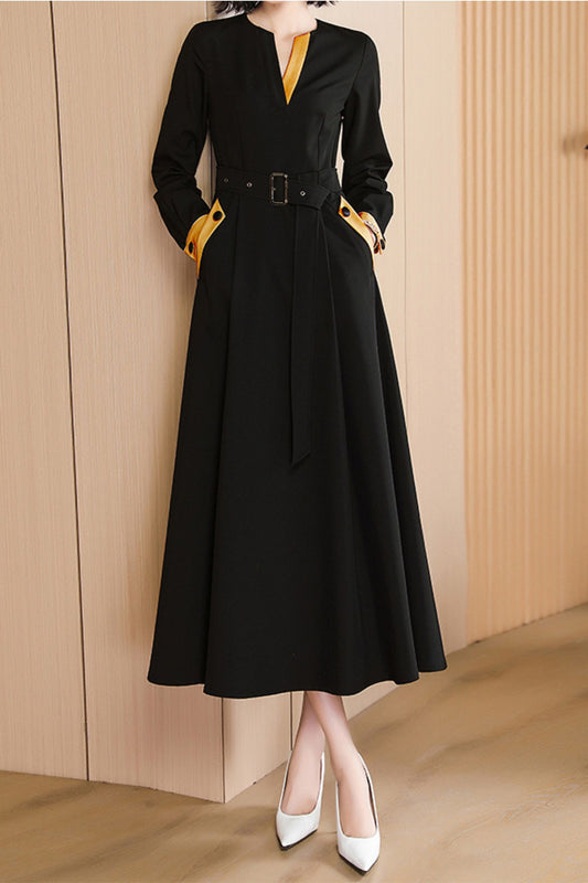 Women's Black Autumn Winter Dress  C3626