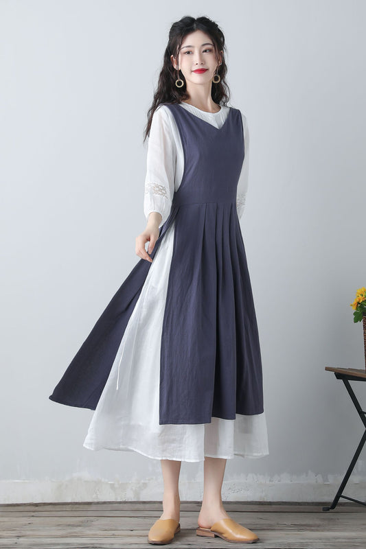 Women's Blue Pinafore Dress C3459