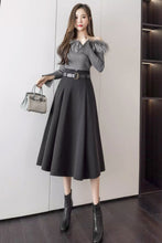 Load image into Gallery viewer, High waisted a line winter wool skirt with pockets C3432
