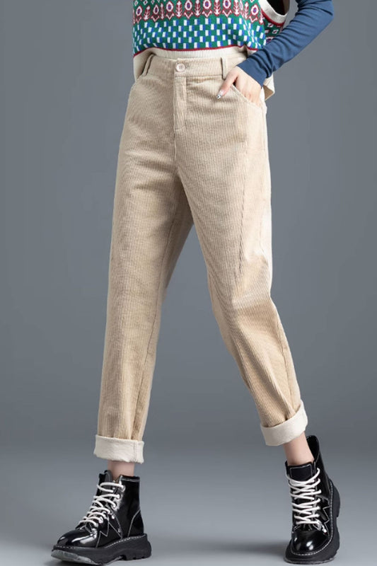 Long Womens Pants, Tapered Corduroy Pants C3515