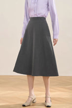 Load image into Gallery viewer, Gray a line winter wool office skirt women C3534
