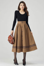 Load image into Gallery viewer, Button Front Brown Skirt Women C3552
