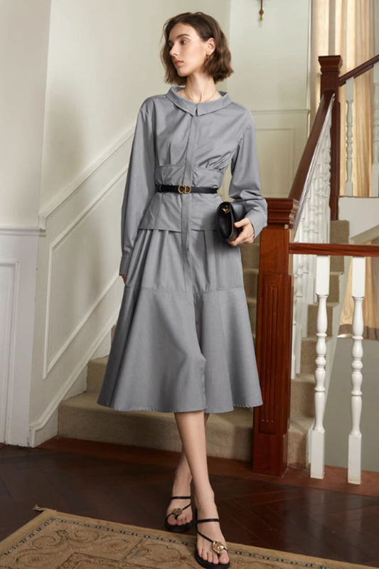 Long sleeves fit and flare a line dress  C3477