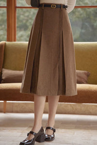 A line plaid wool skirt women, vintage wool skirt C3427