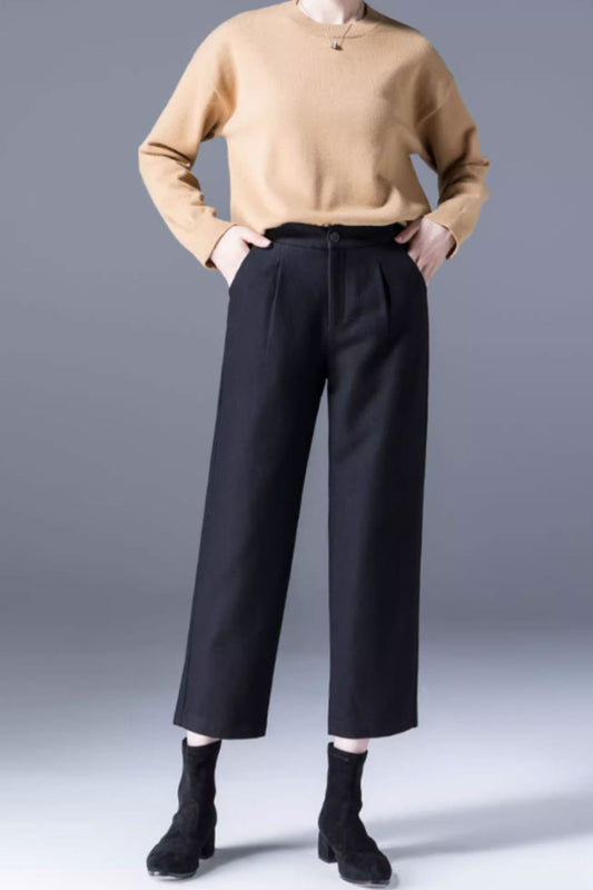 Wool Pants Women, Wide Leg Pants, Winter Wool Pants C3518