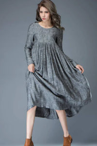 High waisted Linen Dress C808