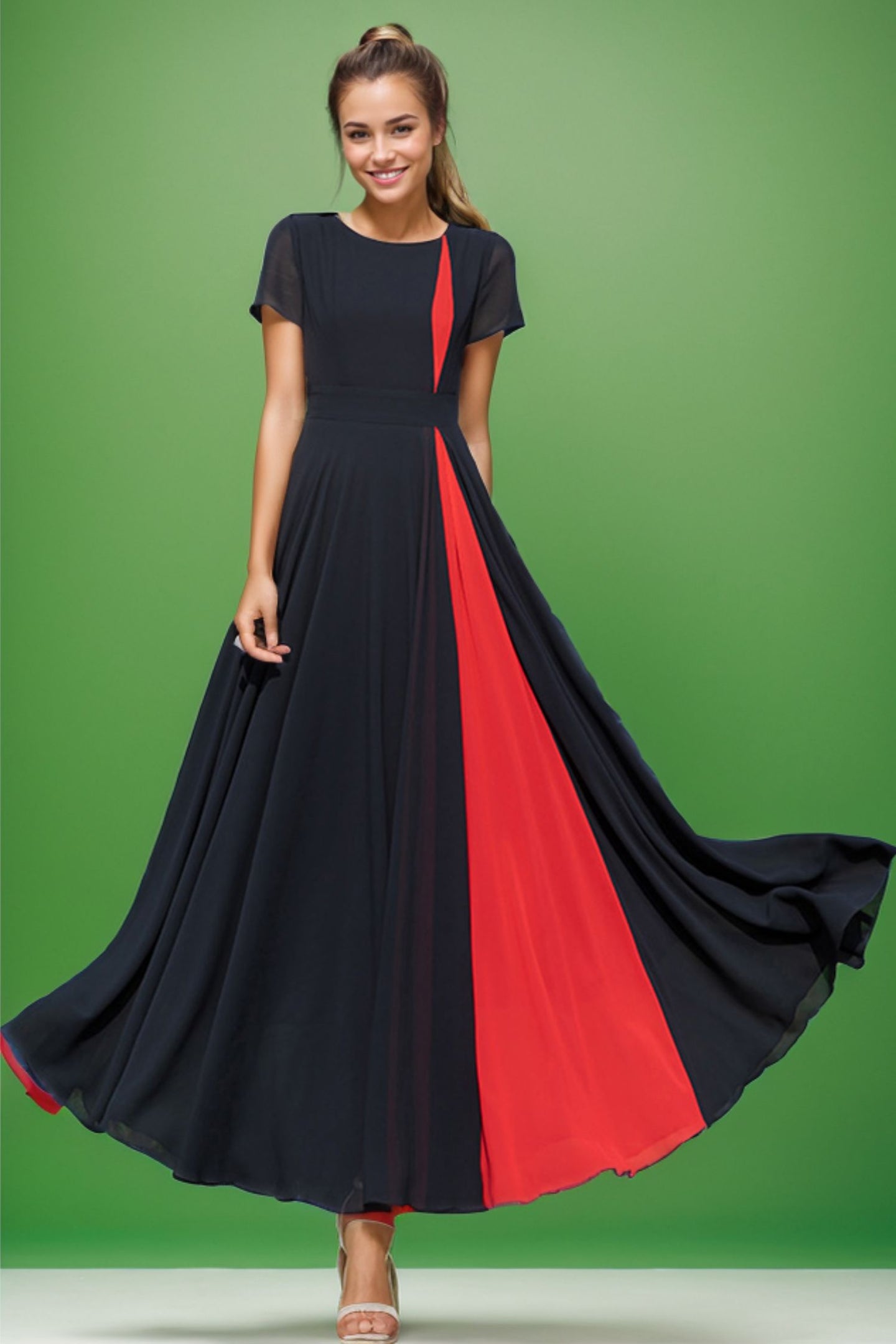 Chiffon women summer new fashion long dress C3984