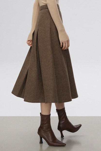 Pleated winter wool skirt for women C3521