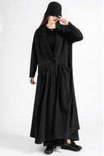 Load image into Gallery viewer, Black long trench dress with pockets C3485
