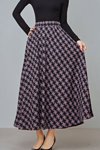 a line long wool skirt with elastic waist C3722