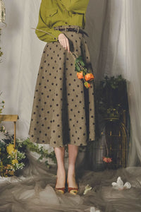 Polka dot winter corduroy womens skirt C3535
