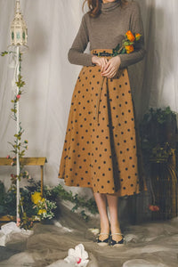 Polka dot winter corduroy womens skirt C3535