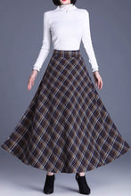 Load image into Gallery viewer, a line plaid long wool skirt women C3735
