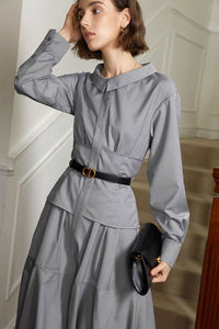 Long sleeves fit and flare a line dress  C3477