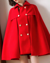 Load image into Gallery viewer, Double breasted winter wool cape coat C3668
