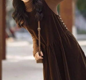 sleeveless velvet winter dress women  C3832