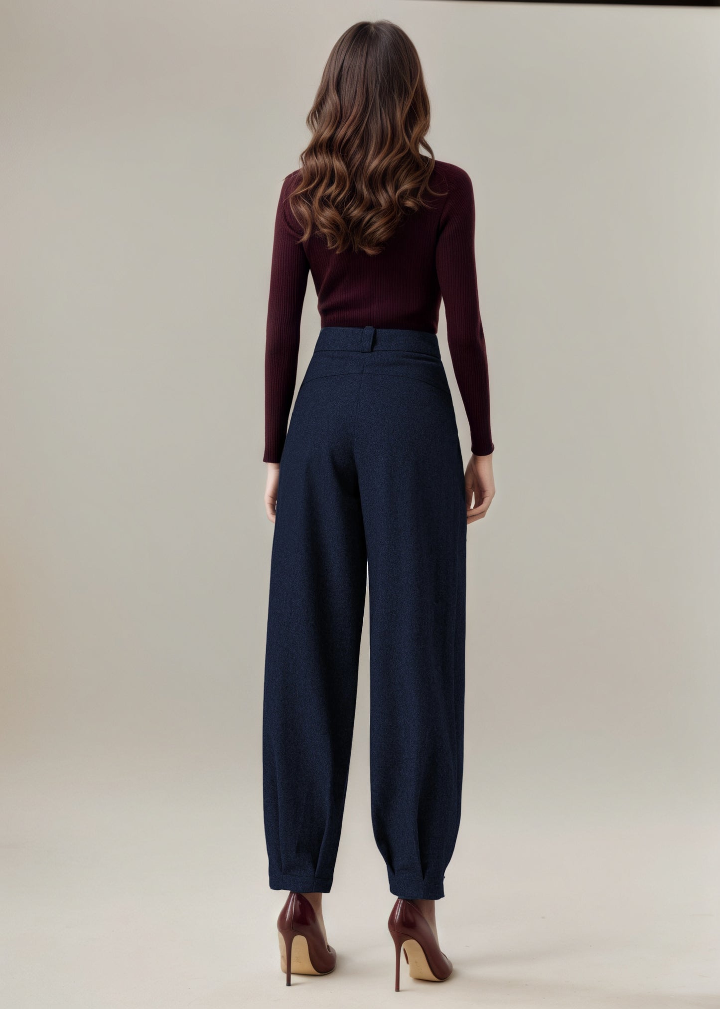 Wool Baggy Women Tapered Pants C5236