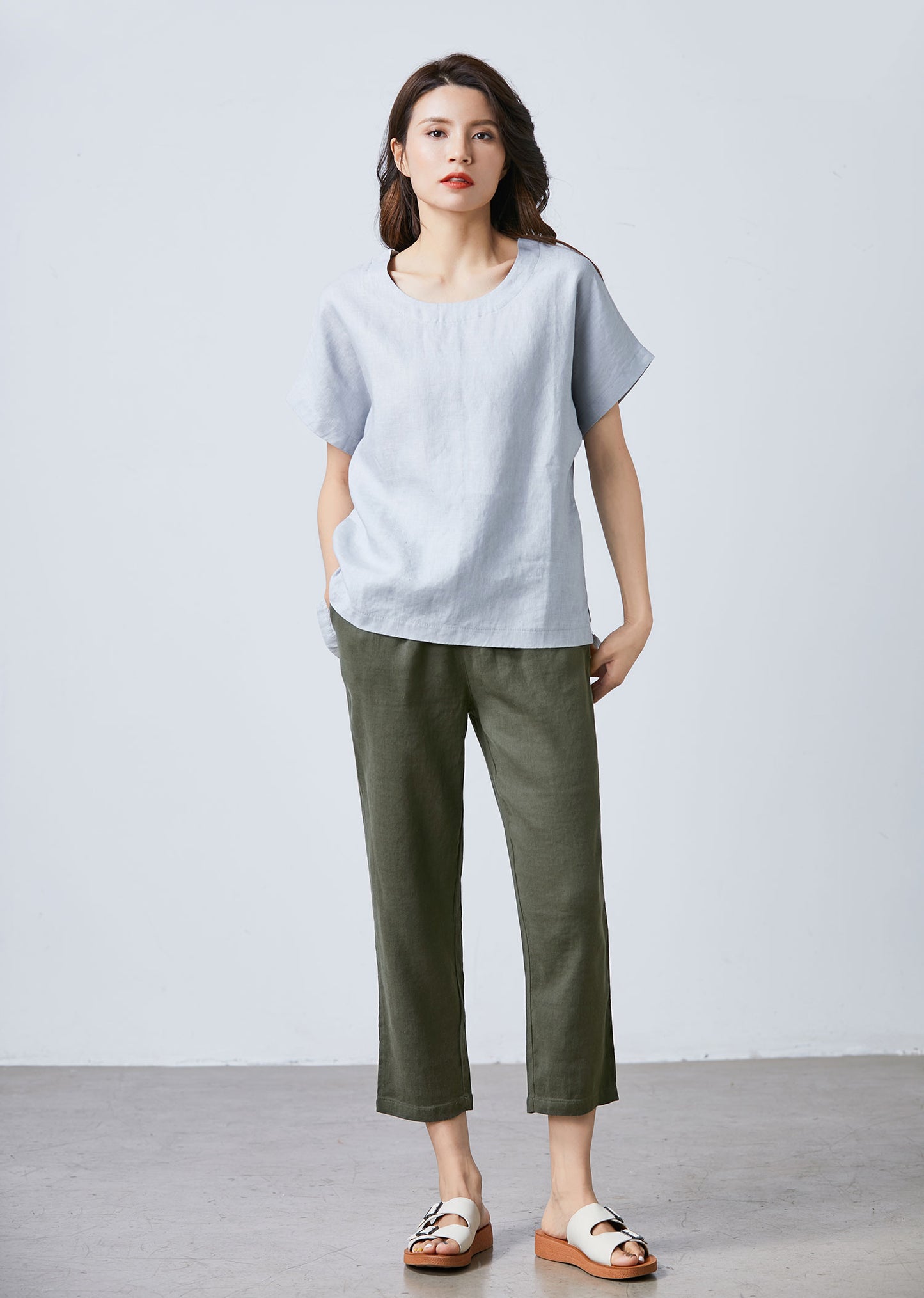 Womens summer loose fitting Linen pants c1704