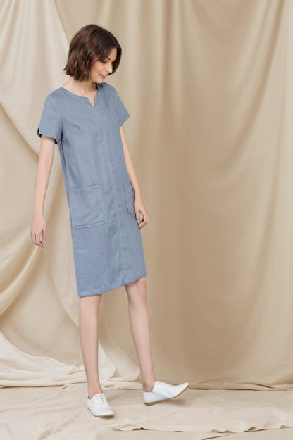 Shift summer Linen simple dress women C4802